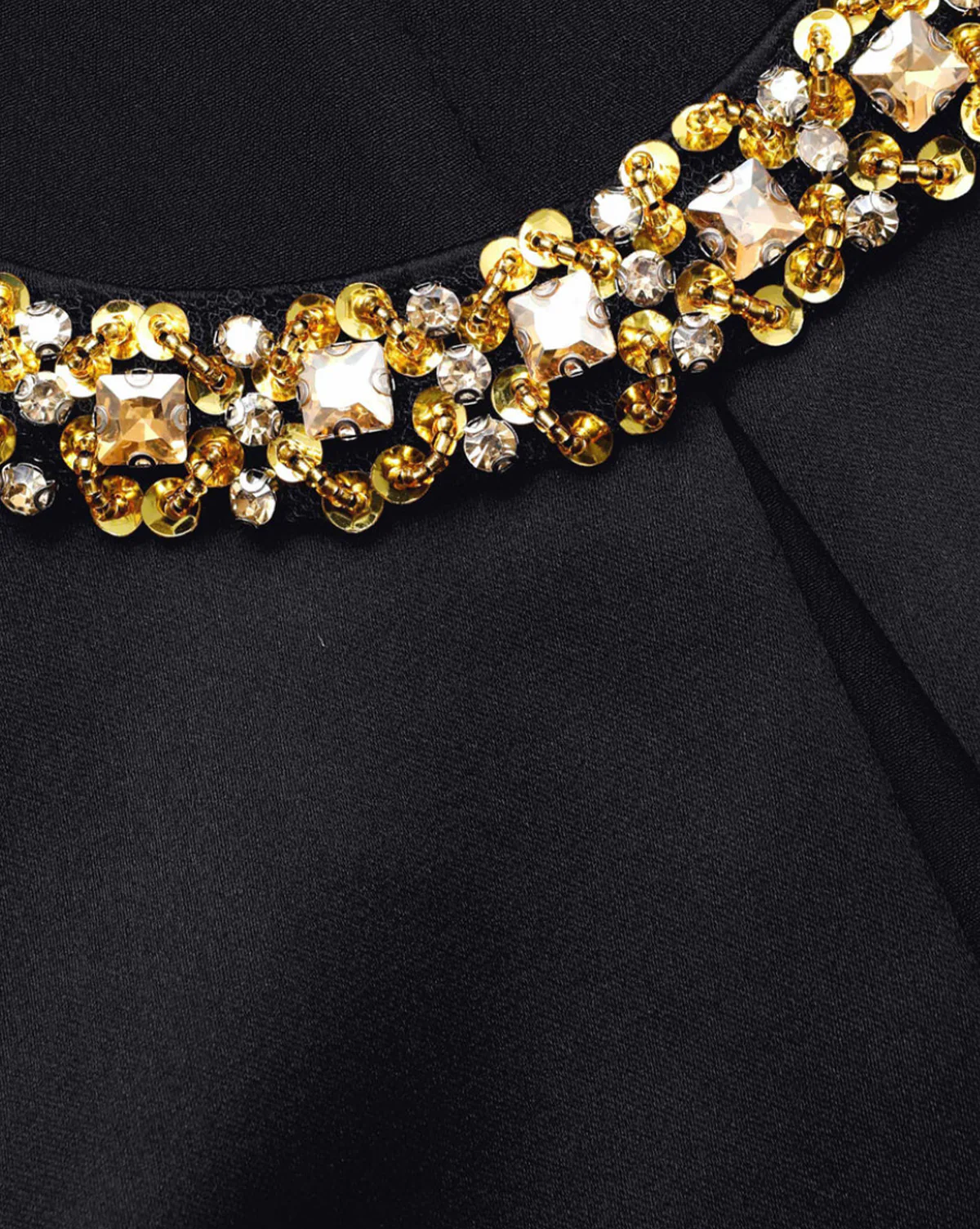 Black Satin Embellished Top - Image 4