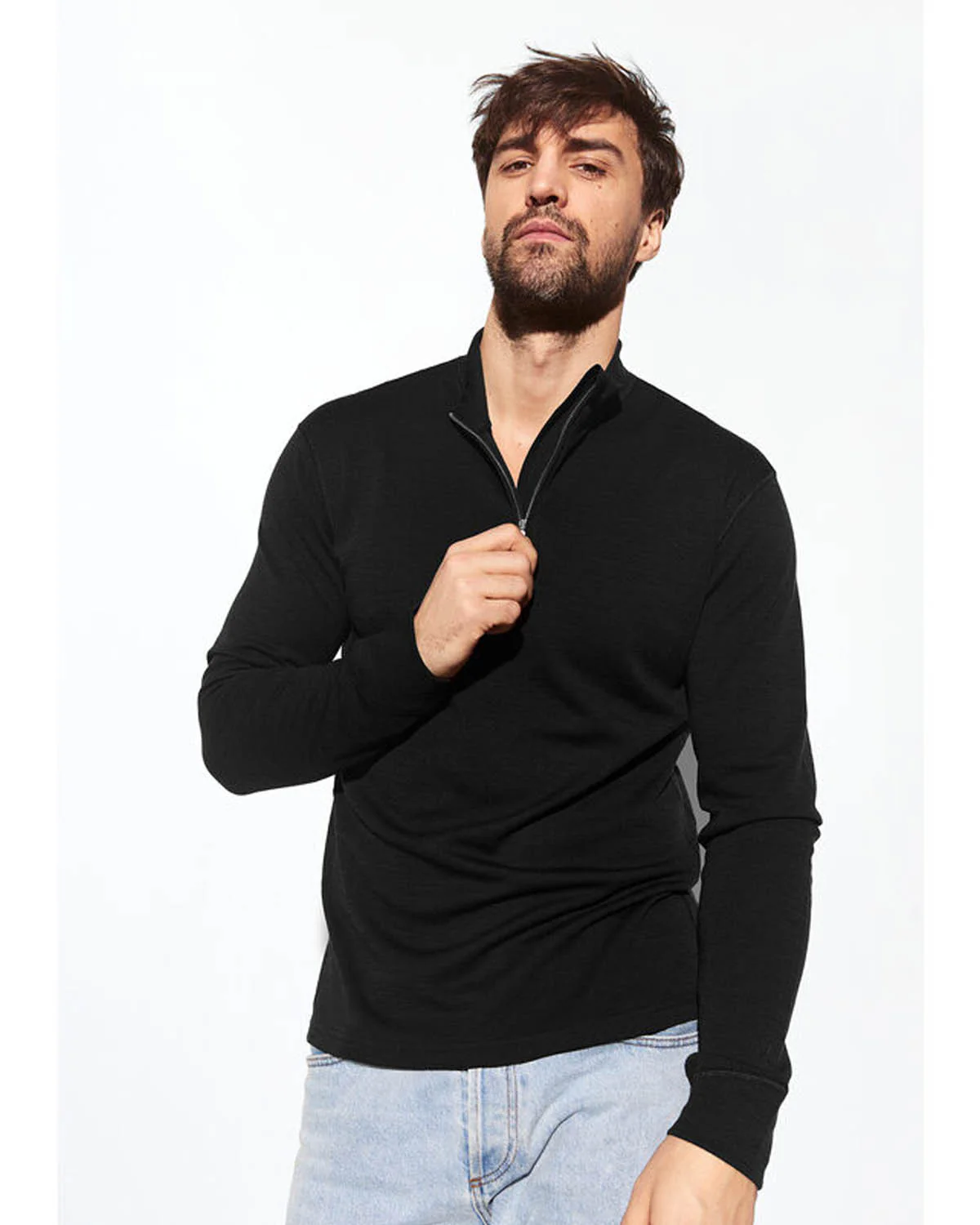 Wool/Bamboo Half Zip Sweater - Image 3