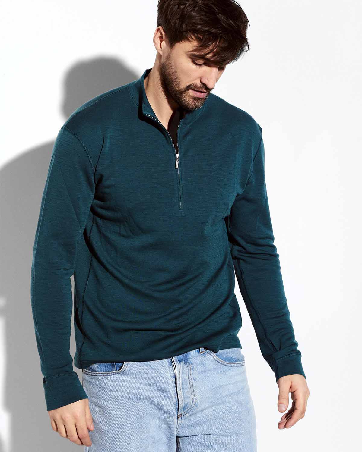 Wool/Bamboo Half Zip Sweater - Image 3