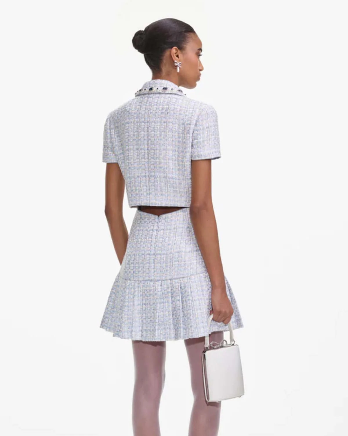 Blue Boucle Mini Dress - Image 2