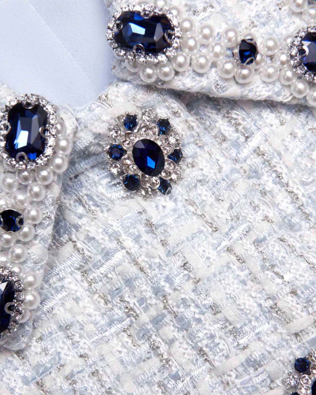 Blue Boucle Mini Dress - Image 4