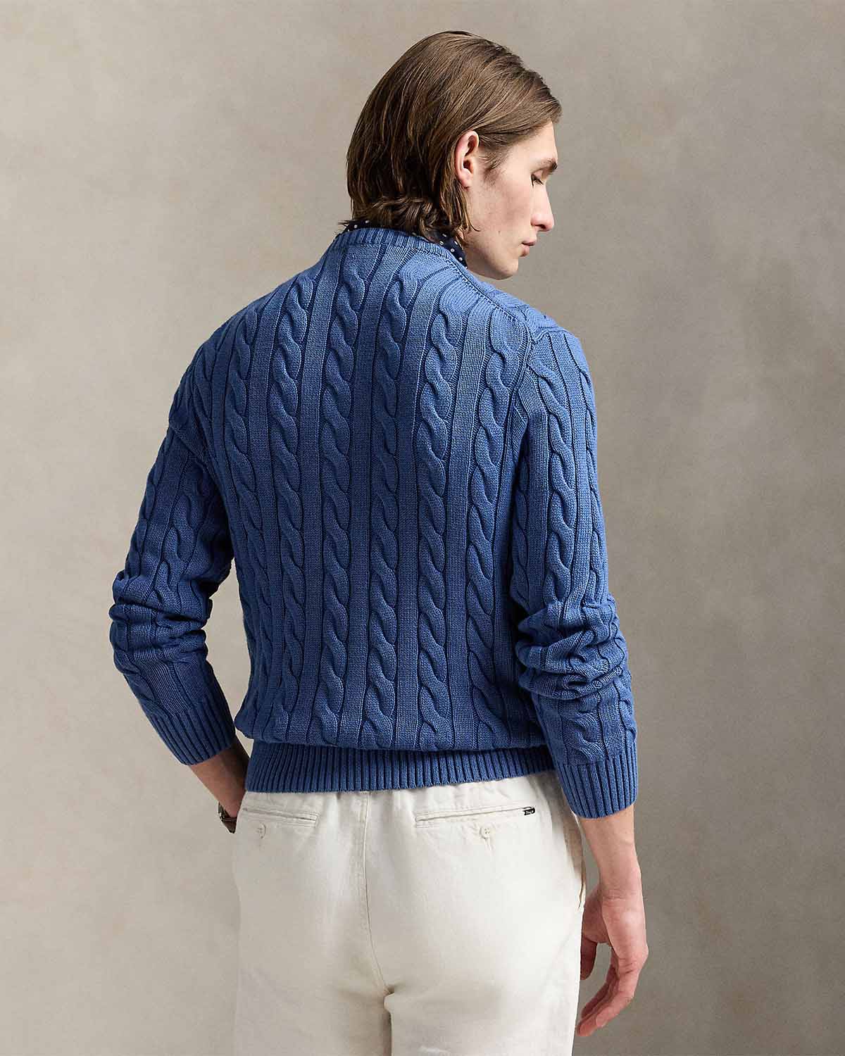 CABLE-KNIT GARMENT-DYED COTTON SWEATER - Image 2