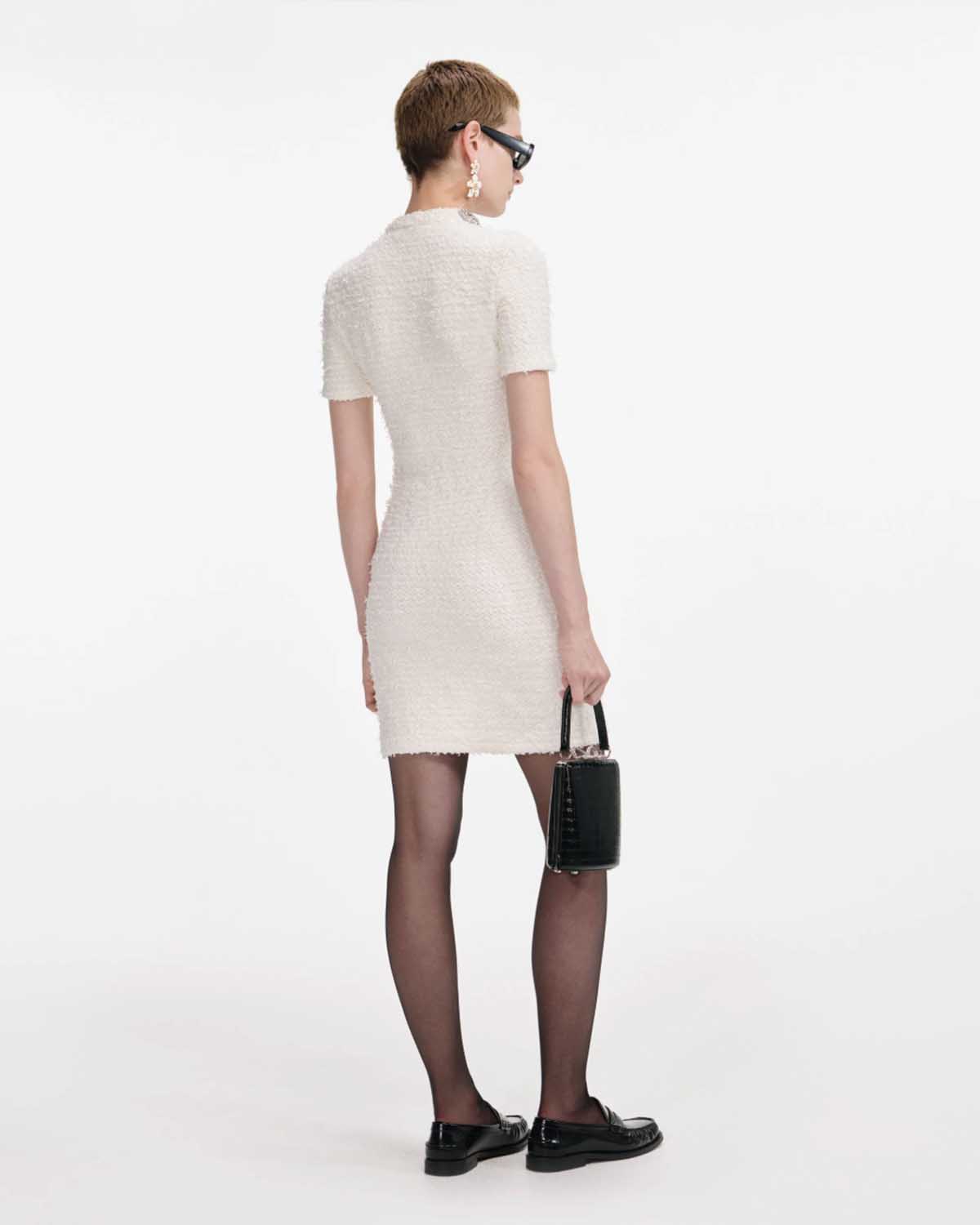 Cream Textured Knit Mini Dress - Image 2