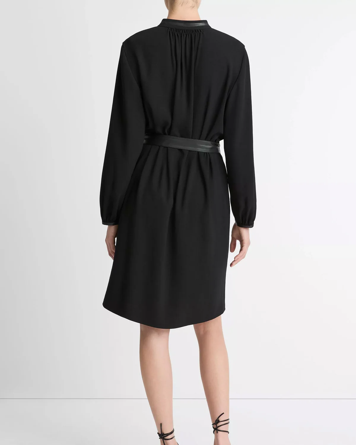 L/S Shirt Dress W/Faux Leather Trim - Image 2