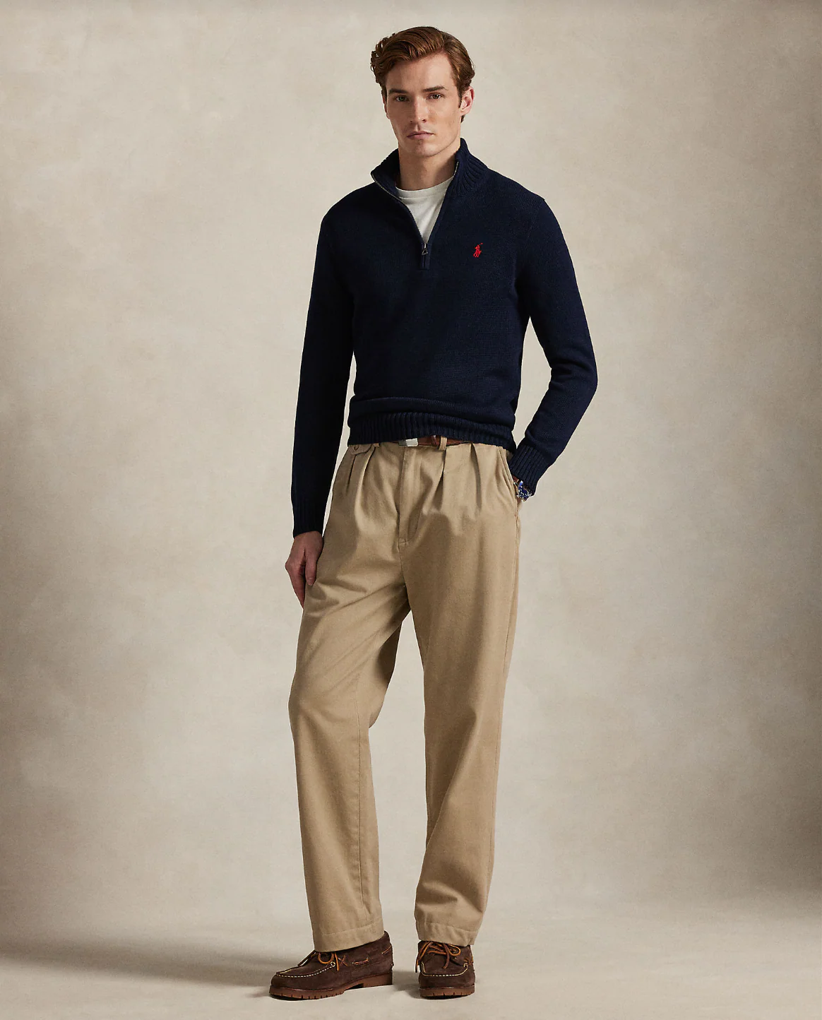 COTTON QUARTER-ZIP MOCKNECK SWEATER - Image 2