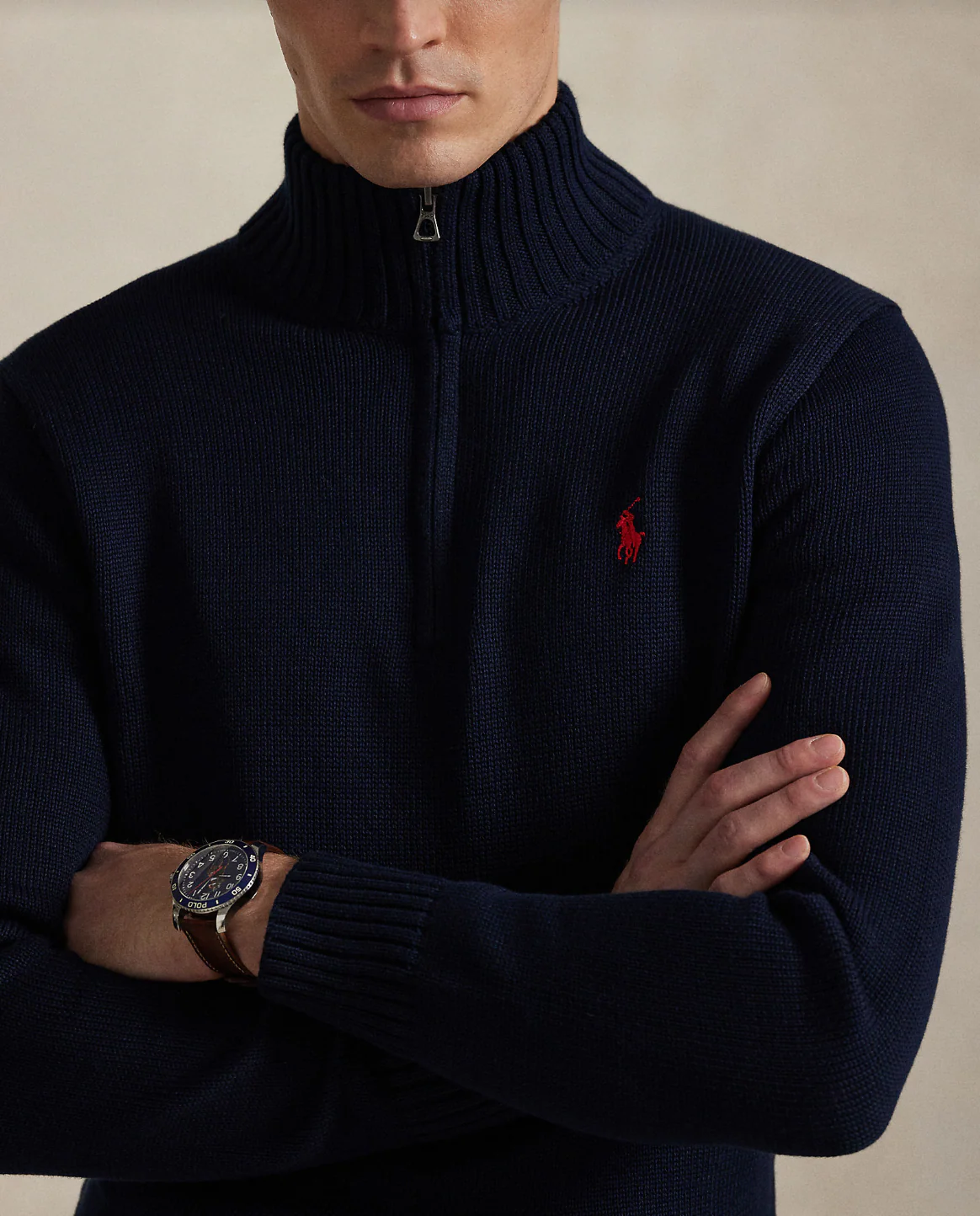 COTTON QUARTER-ZIP MOCKNECK SWEATER - Image 4