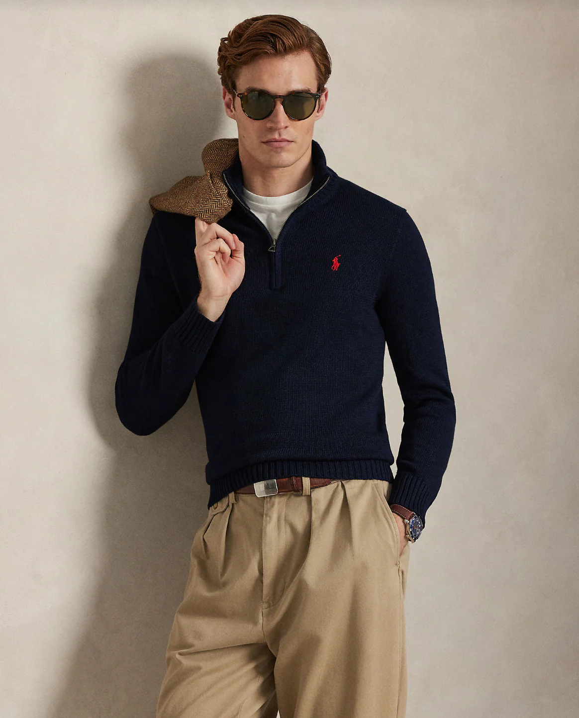 COTTON QUARTER-ZIP MOCKNECK SWEATER - Image 5