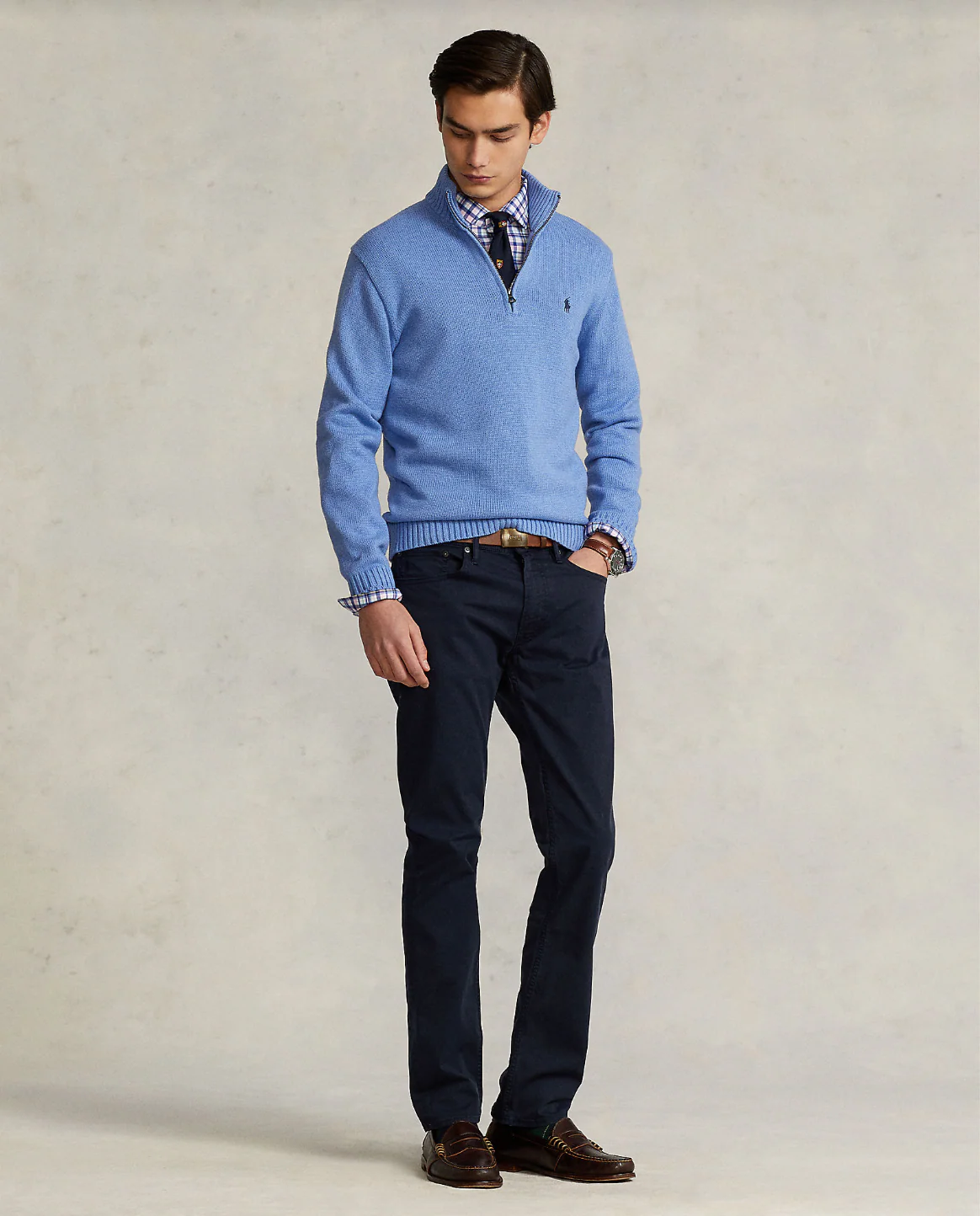 COTTON QUARTER-ZIP MOCKNECK SWEATER - Image 2