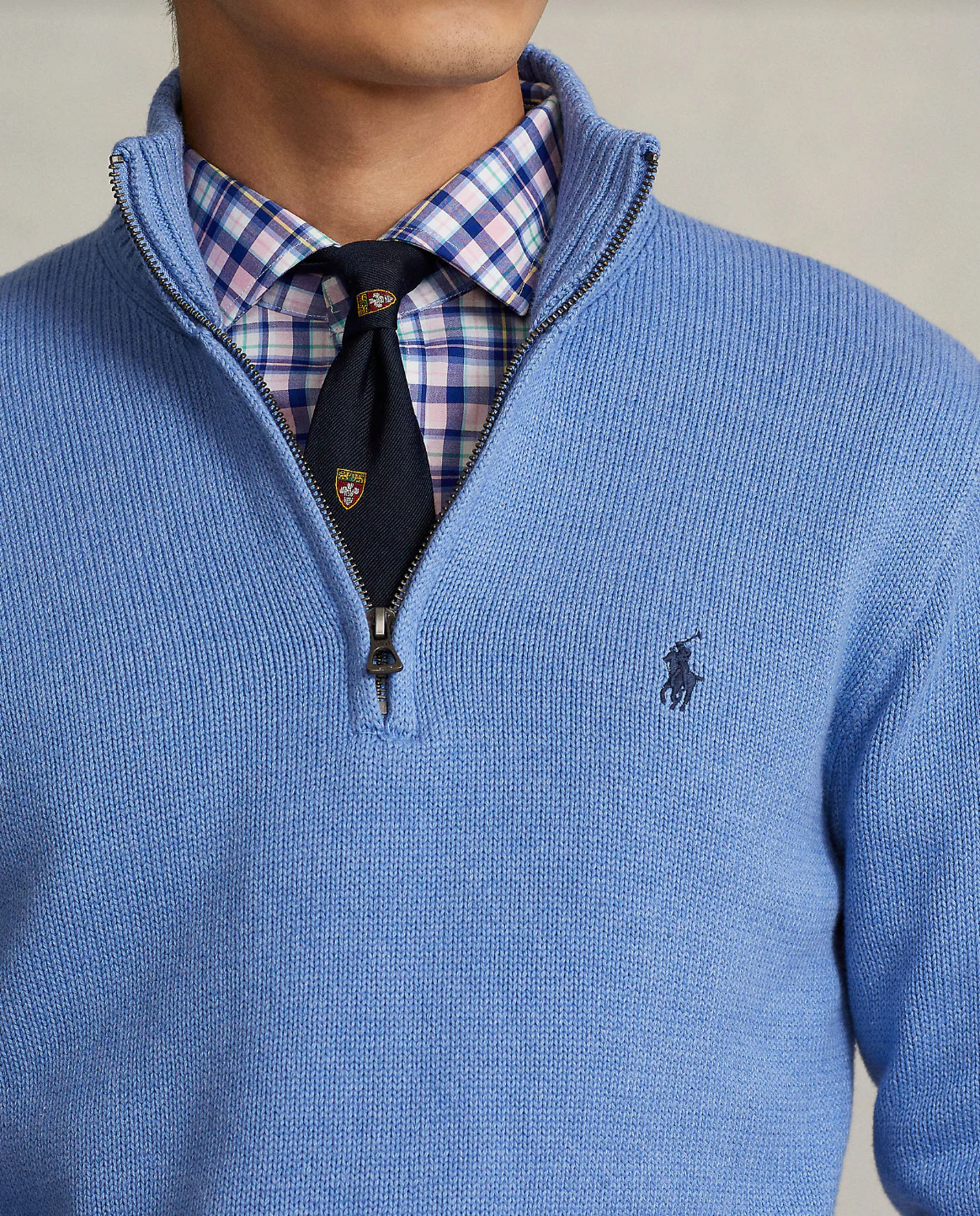 COTTON QUARTER-ZIP MOCKNECK SWEATER - Image 4