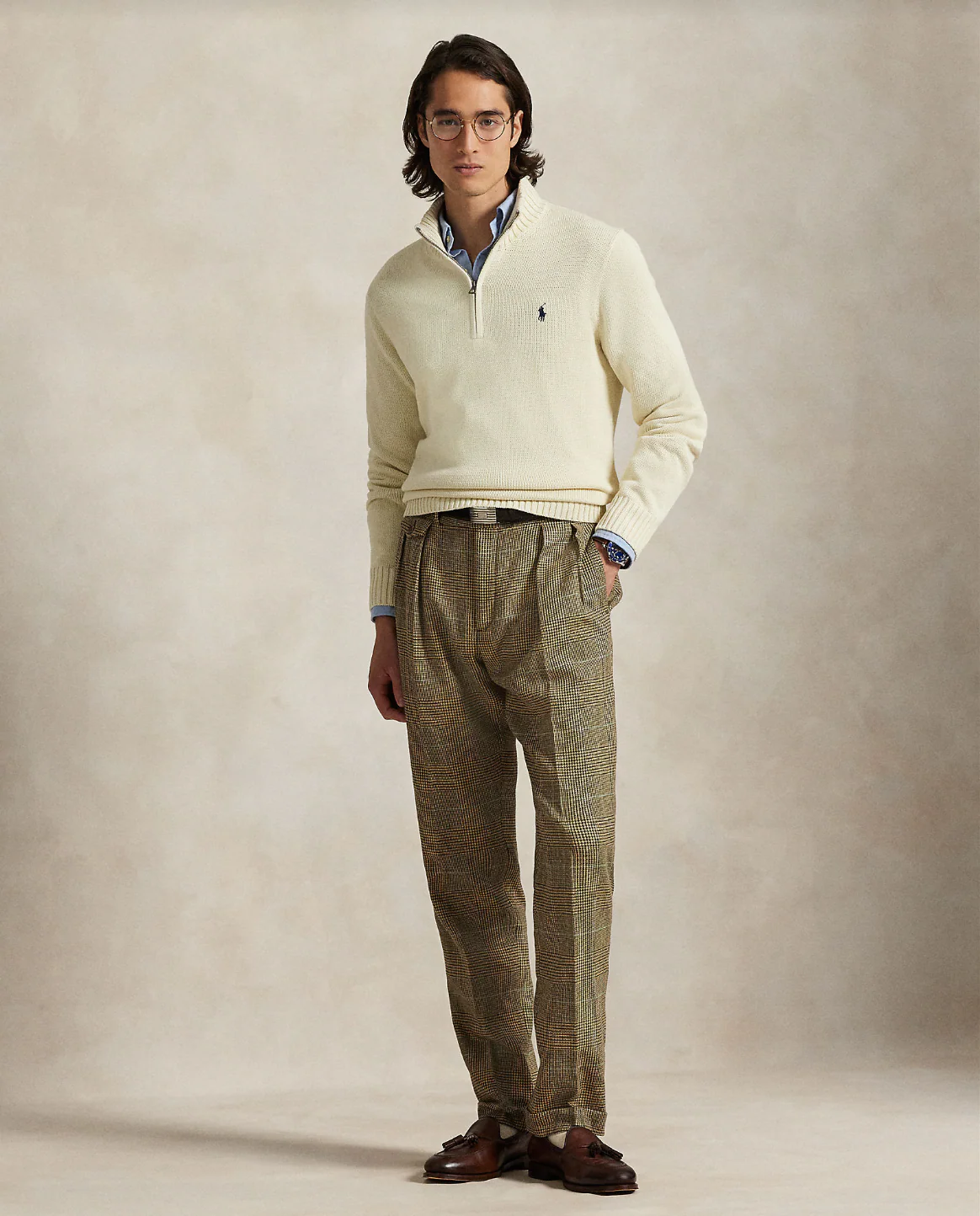 COTTON QUARTER-ZIP MOCKNECK SWEATER - Image 2