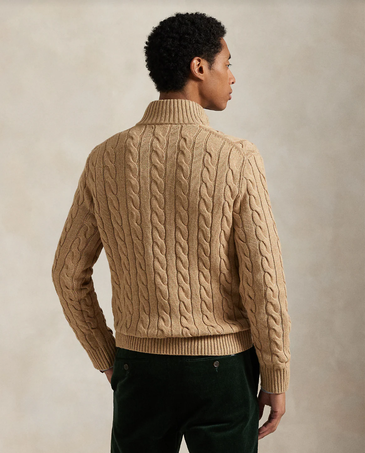 CABLE-KNIT COTTON QUARTER-ZIP SWEATER - Image 3