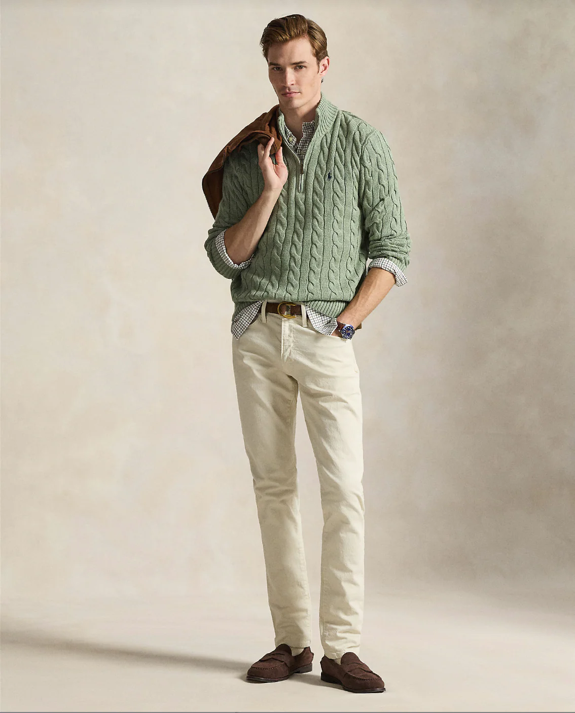 CABLE-KNIT COTTON QUARTER-ZIP SWEATER - Image 2