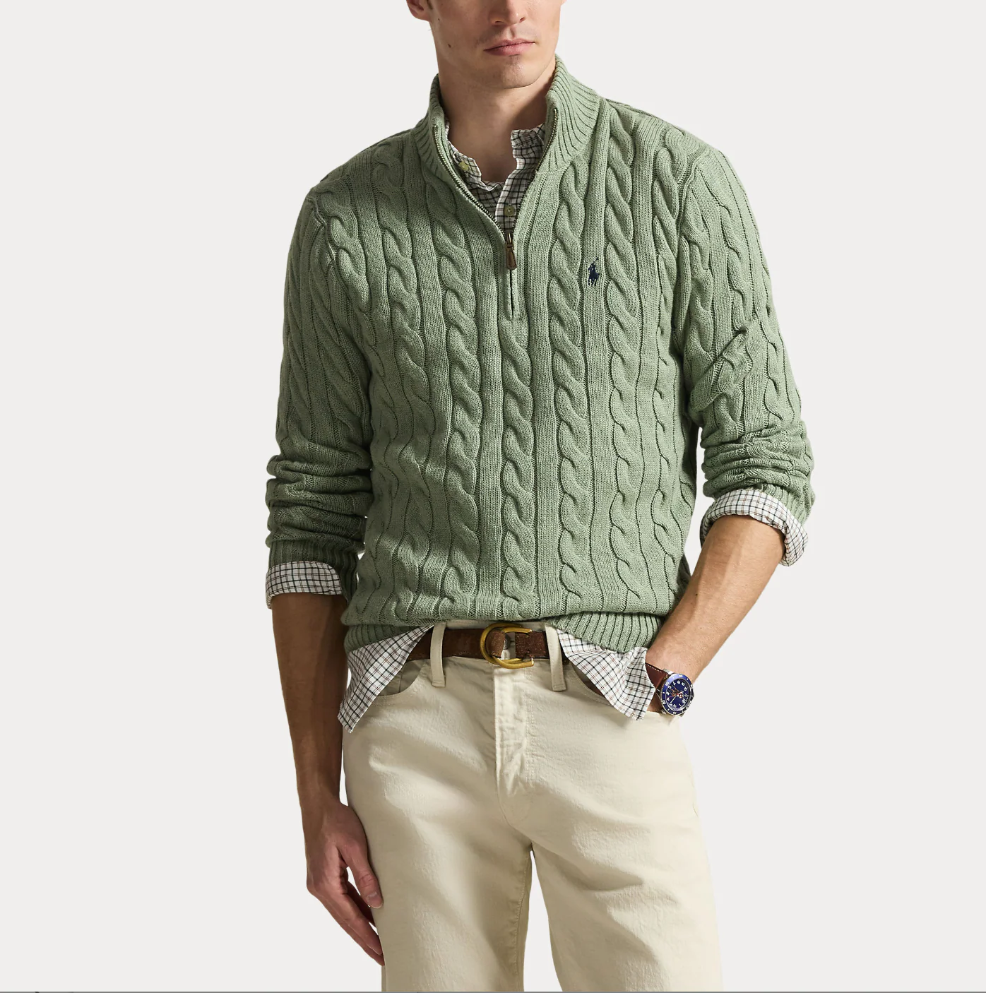 CABLE-KNIT COTTON QUARTER-ZIP SWEATER - Image 5