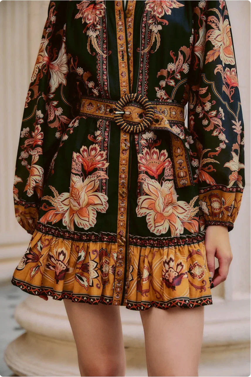 Majestic Garden Black Mini Dress - Image 2