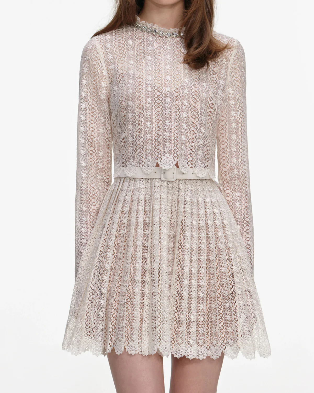 Cream Organza Lace Mini Dress - Image 2