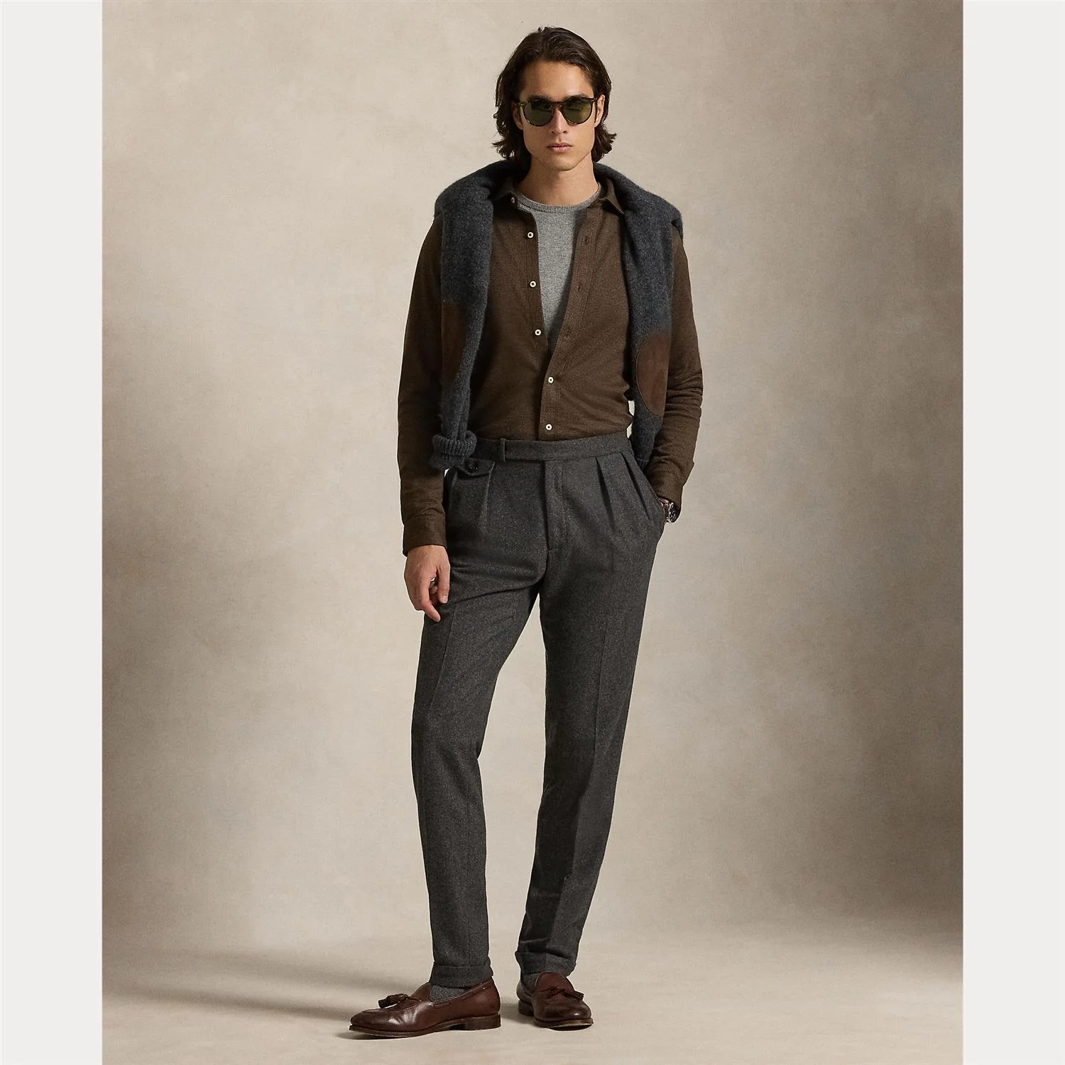 HOUNDSTOOTH JERSEY SPREAD-COLLAR SHIRT - Image 2