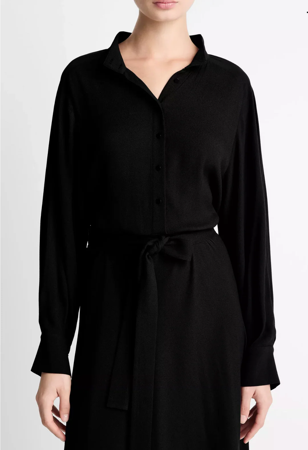 Crepe Collar-Stand Shirt Dress - Image 3