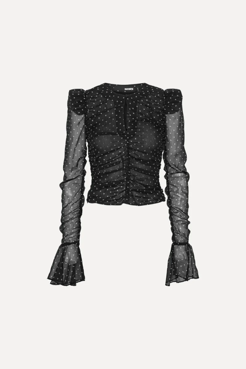 Chiffon Ruched Ls Top - Image 2