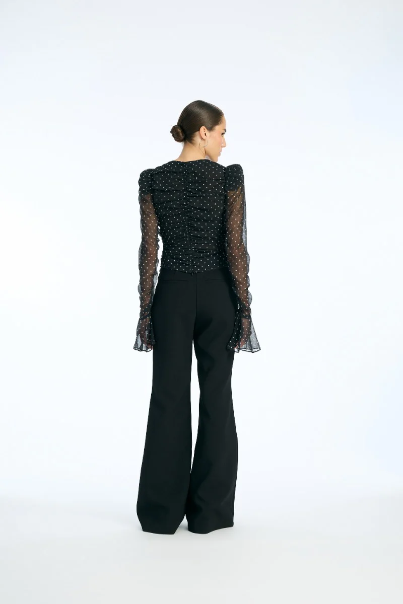 Chiffon Ruched Ls Top - Image 4