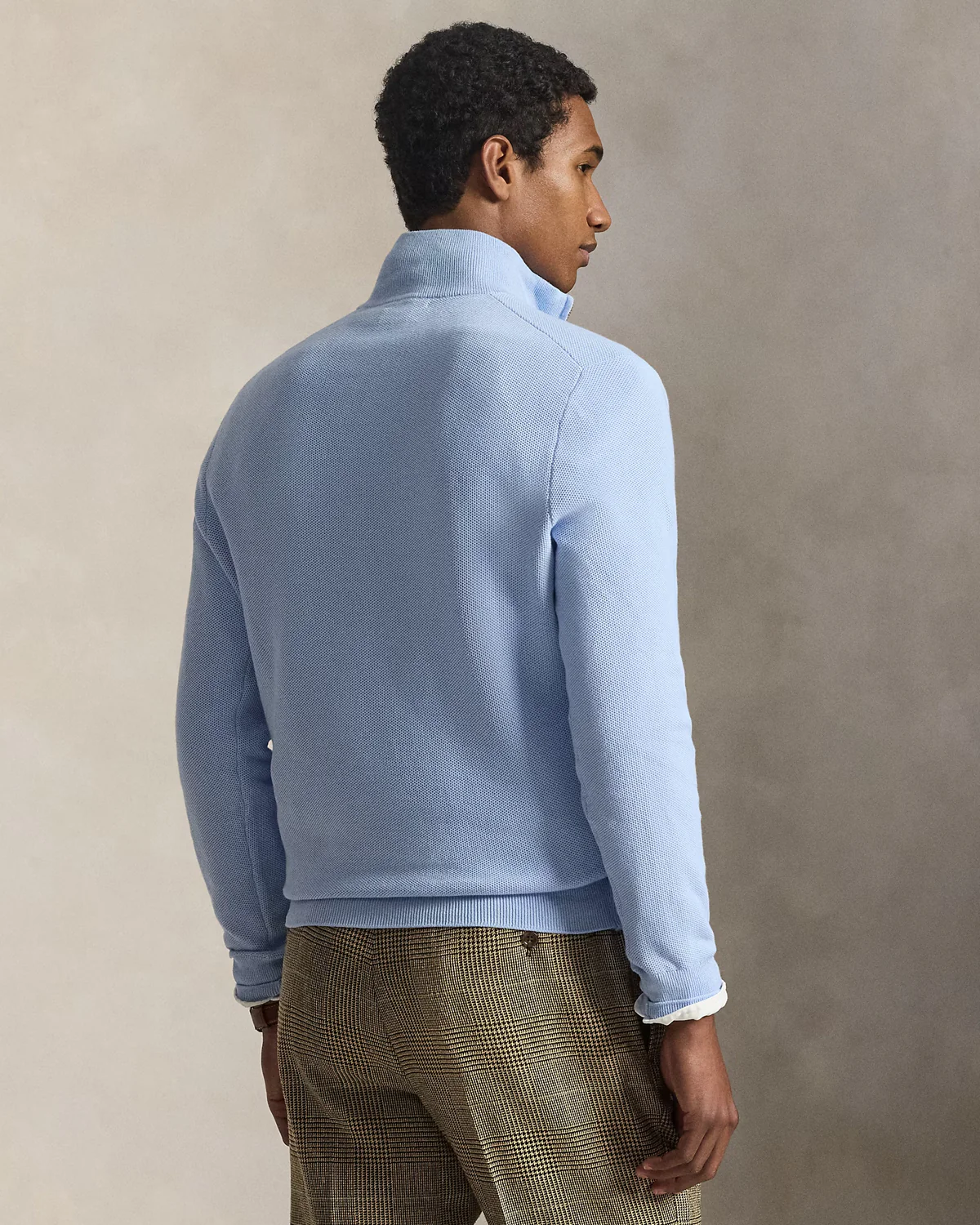 MESH-KNIT COTTON QUARTER-ZIP SWEATER - Image 3