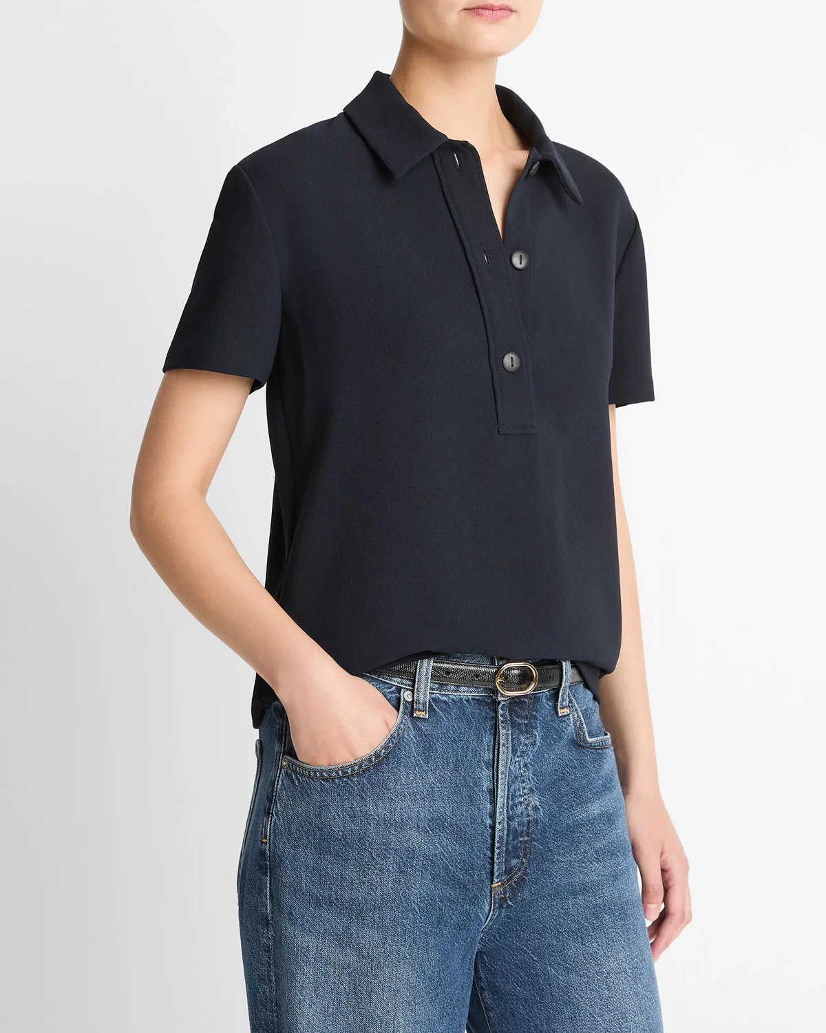 Crepe Short Sleeve Polo - Image 3