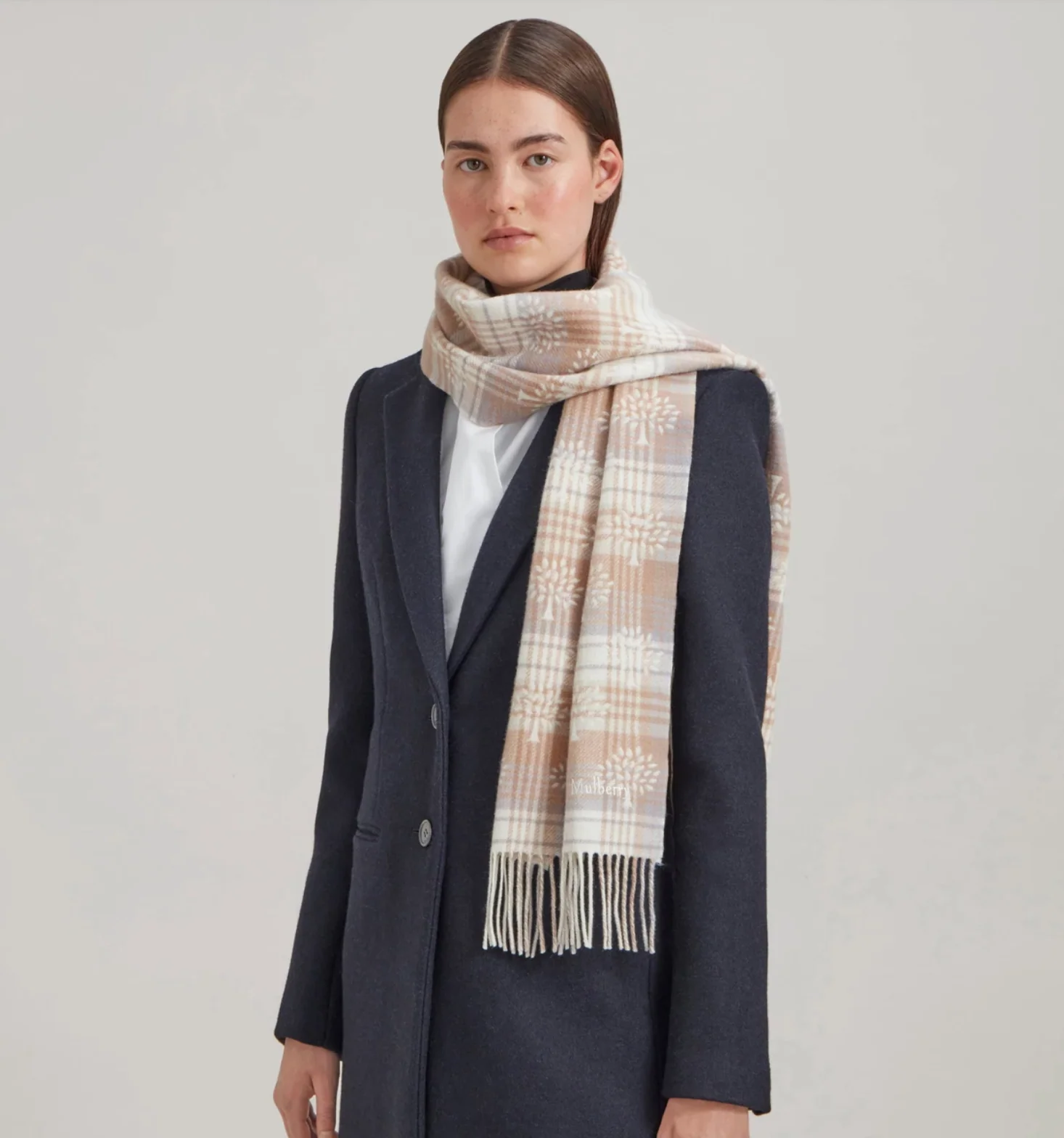 Mulberry Heritage Check & Tree Scarf - Image 4