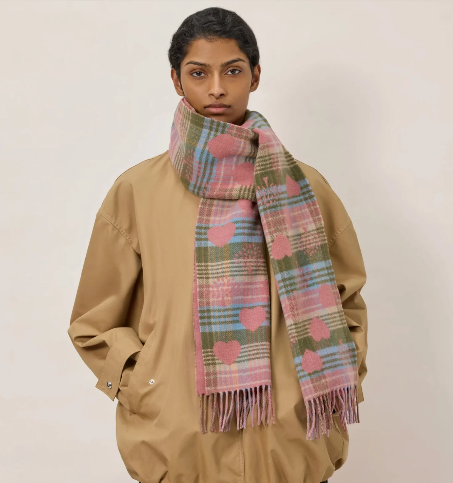 Heritage Check & Heart Scarf - Image 2