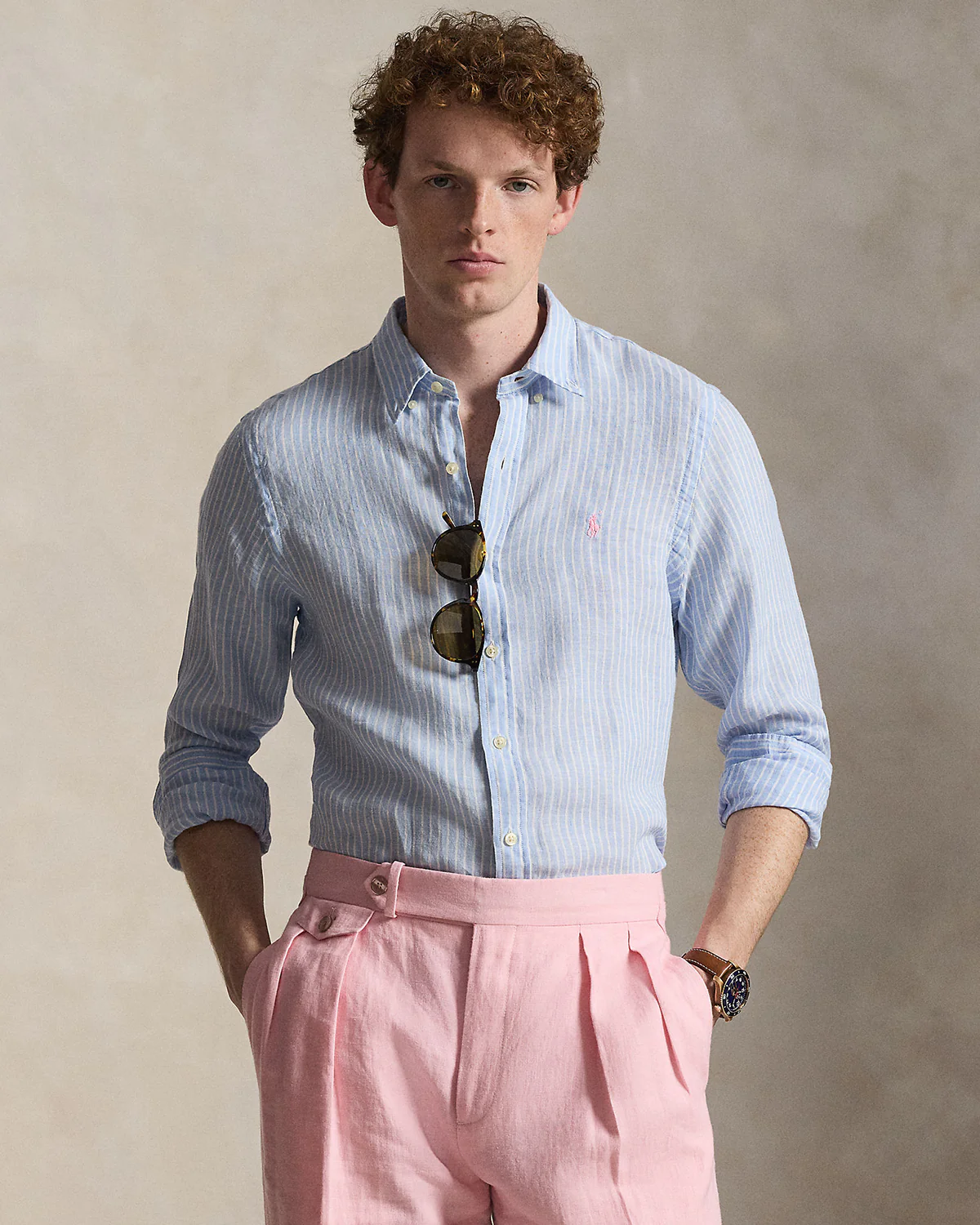 SLIM FIT STRIPED LINEN SHIRT - Image 3