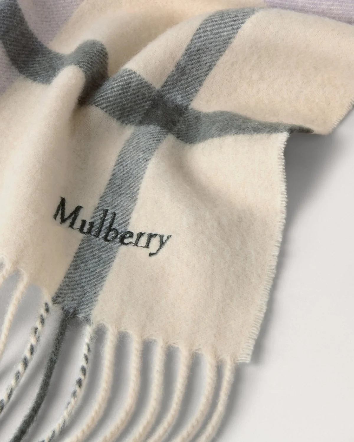 Small Check Merino Wool Scarf - Image 2