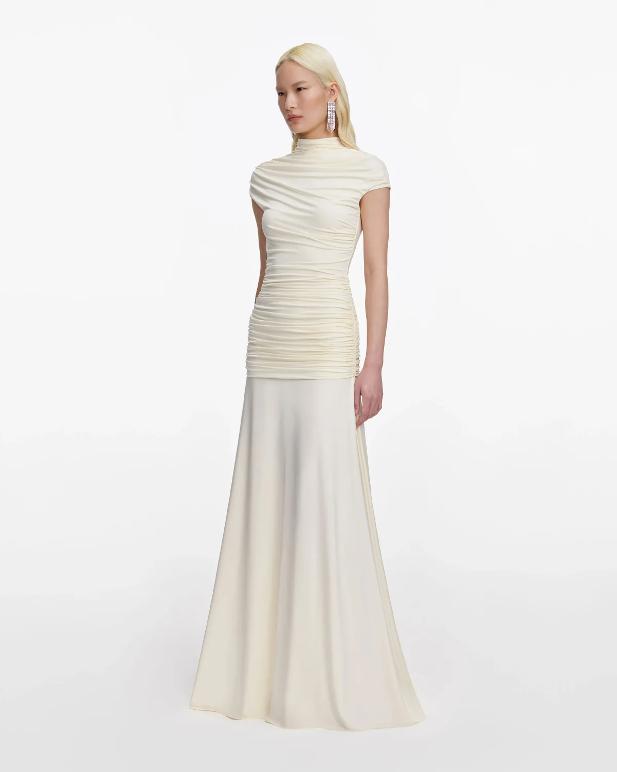 Yellow Jersey Draped Maxi Dress - Image 2