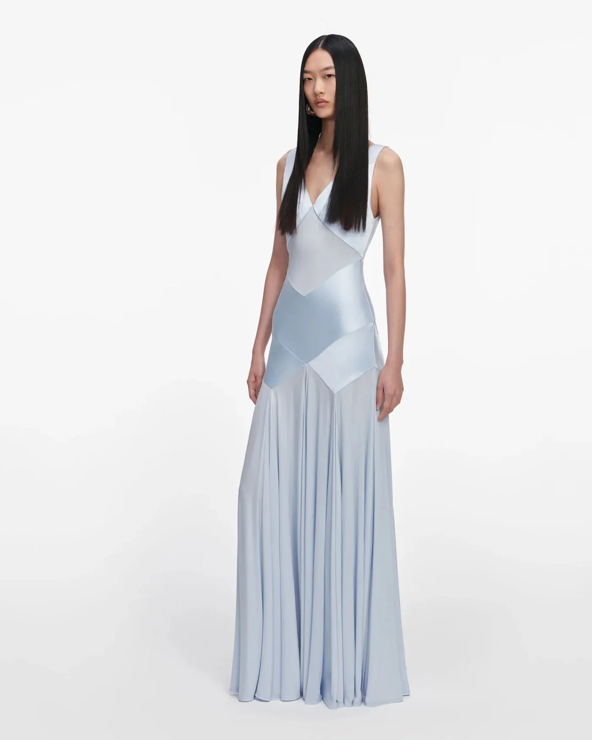 Blue Satin Jersey Maxi Dress - Image 2