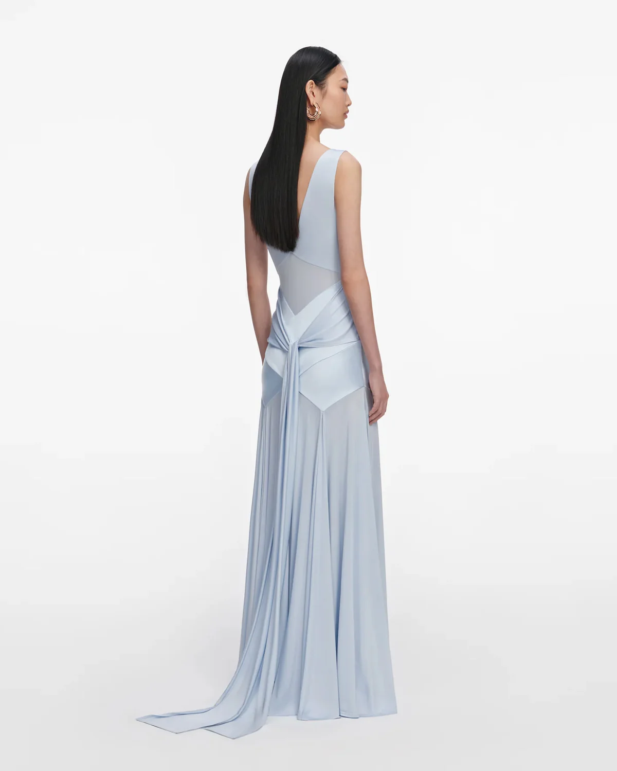 Blue Satin Jersey Maxi Dress - Image 3
