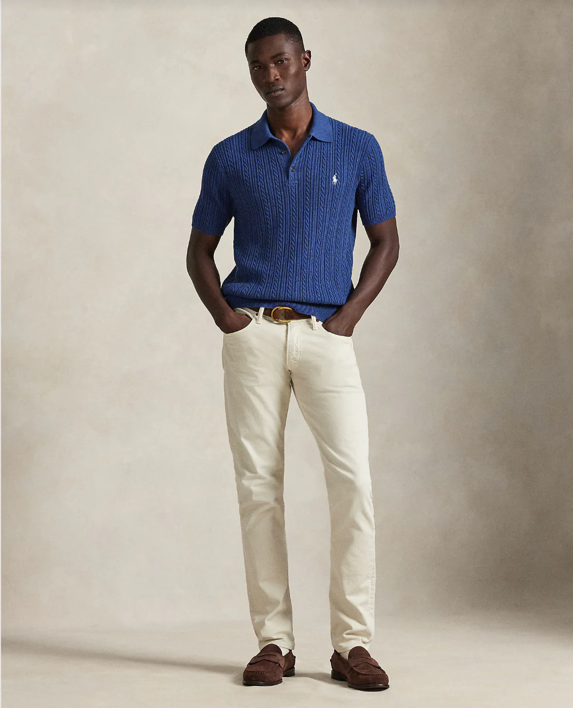 CABLE-KNIT COTTON POLO SWEATER - Image 2