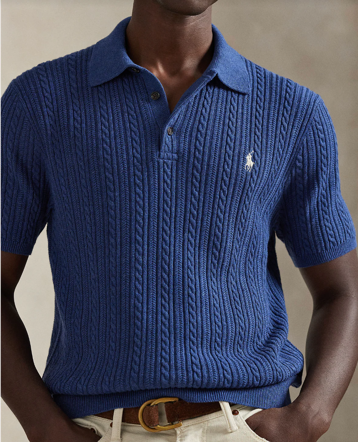 CABLE-KNIT COTTON POLO SWEATER - Image 4