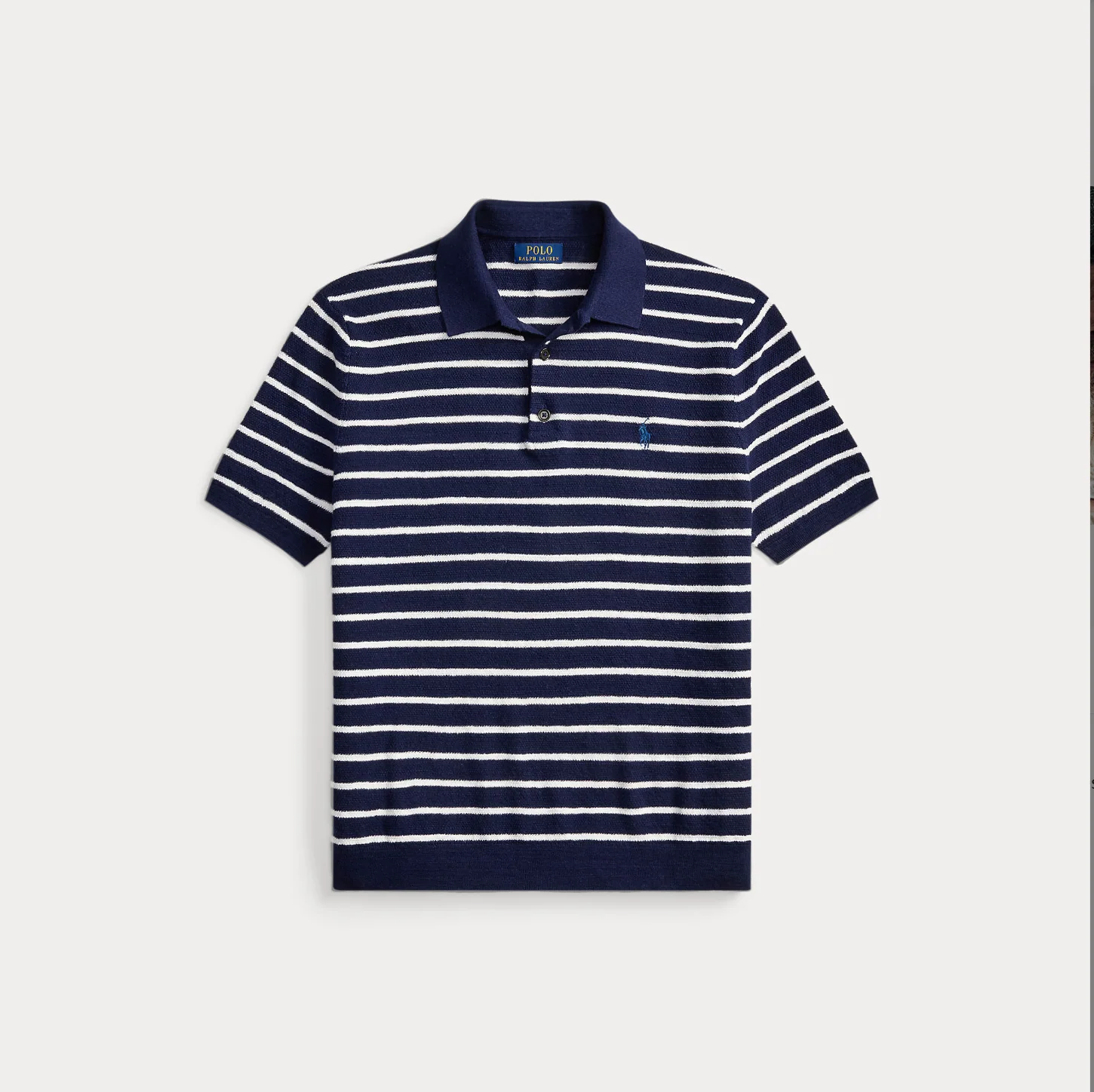 STRIPED COTTON-LINEN POLO SWEATER - Image 5
