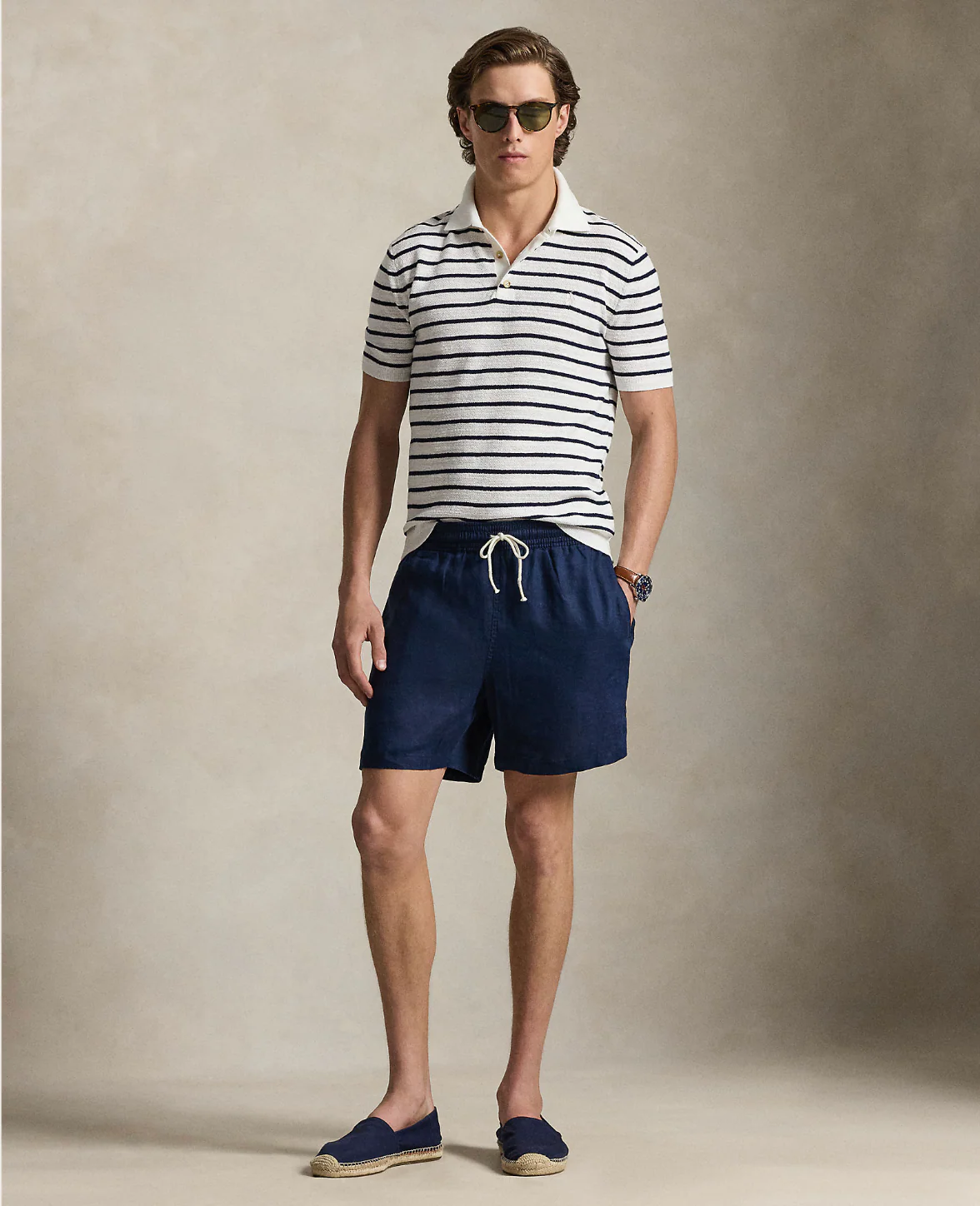 STRIPED COTTON-LINEN POLO SWEATER - Image 2