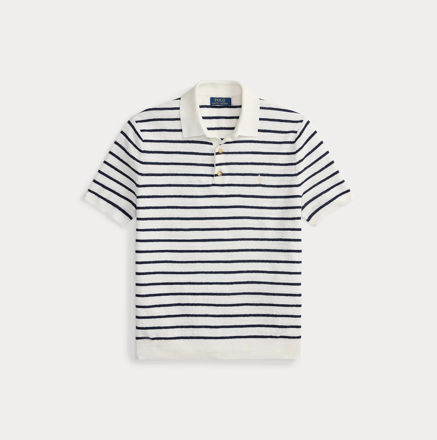 STRIPED COTTON-LINEN POLO SWEATER - Image 5