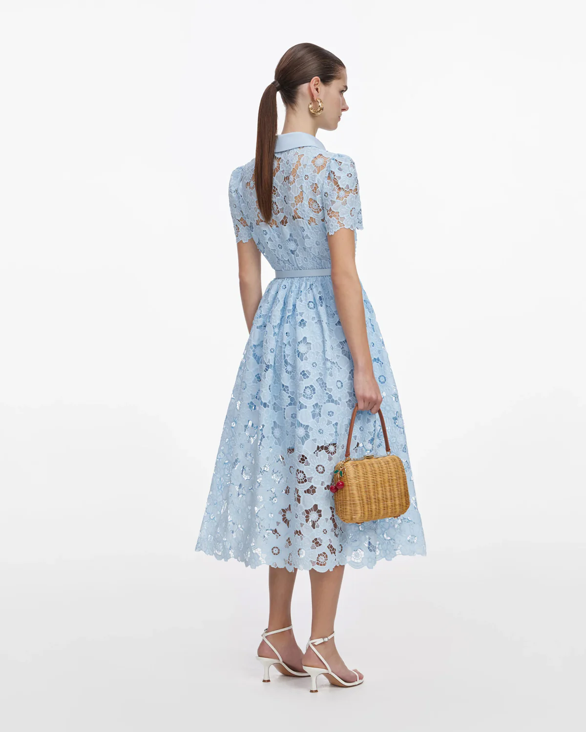 Blue Lace Collared Mini Dress - Image 2