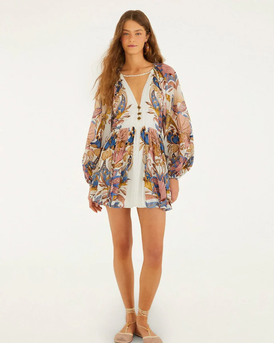Sea Garden Off-White Mini Bubble Dress - Image 4