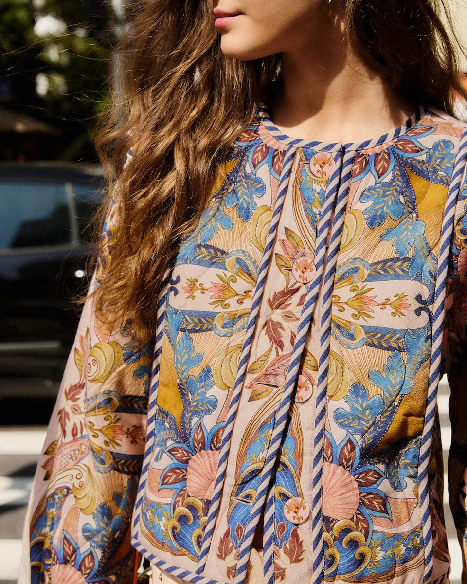 Sea Garden Scarf Soft Pink Long Sleeve Jacket - Image 2