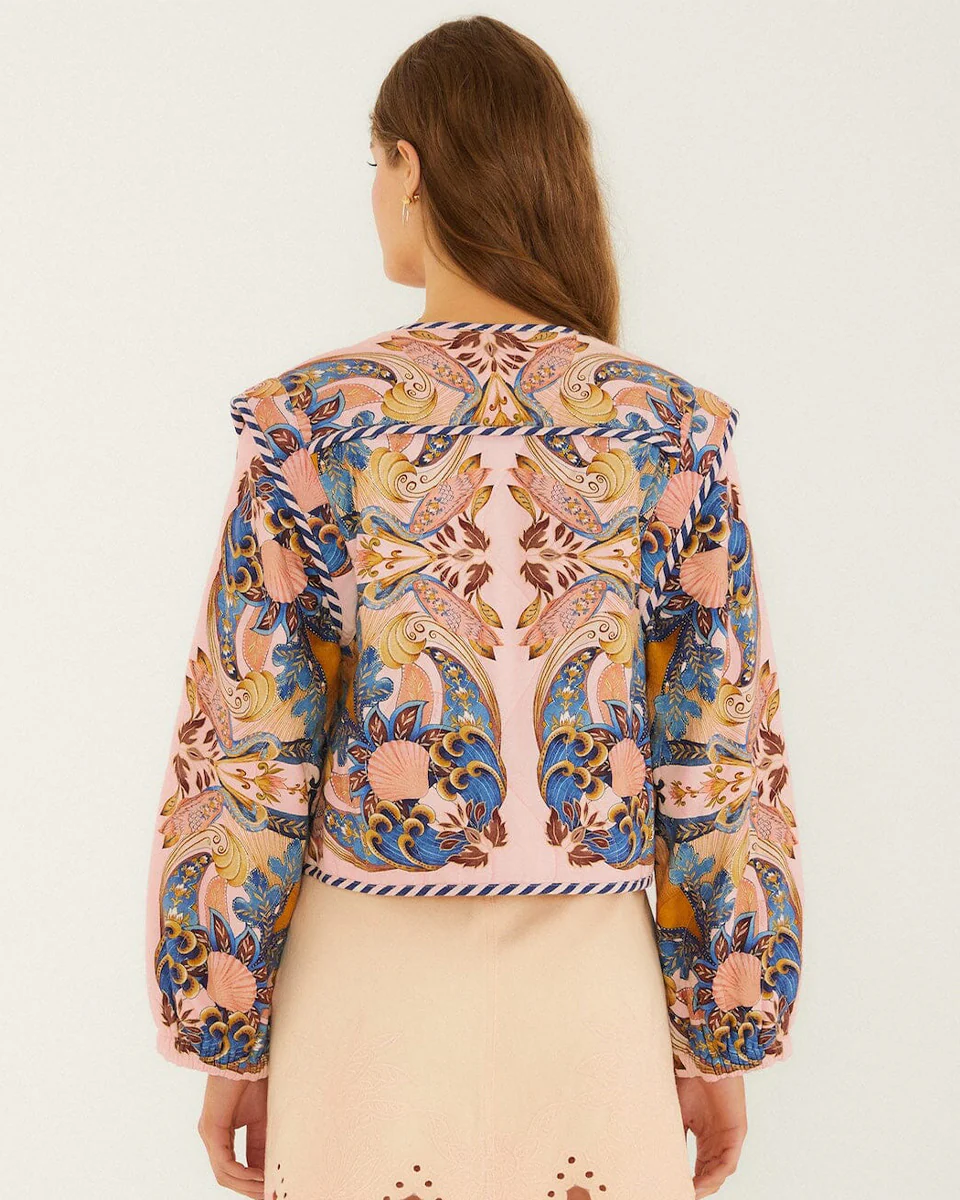 Sea Garden Scarf Soft Pink Long Sleeve Jacket - Image 3