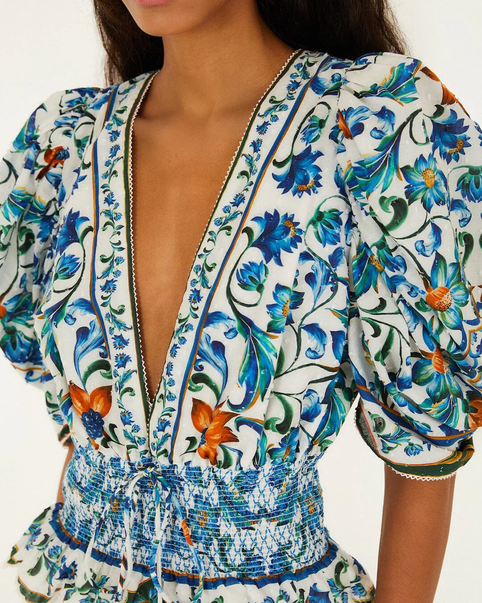 Flora Tile Off-White Blouse - Image 2