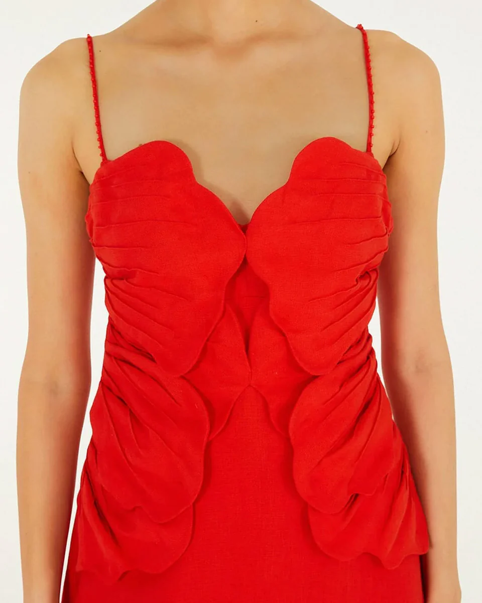 Red Sleeveless Flower Mini Dress - Image 2