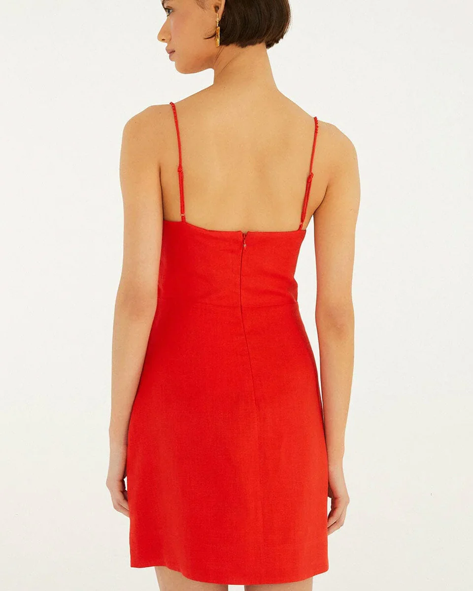 Red Sleeveless Flower Mini Dress - Image 3