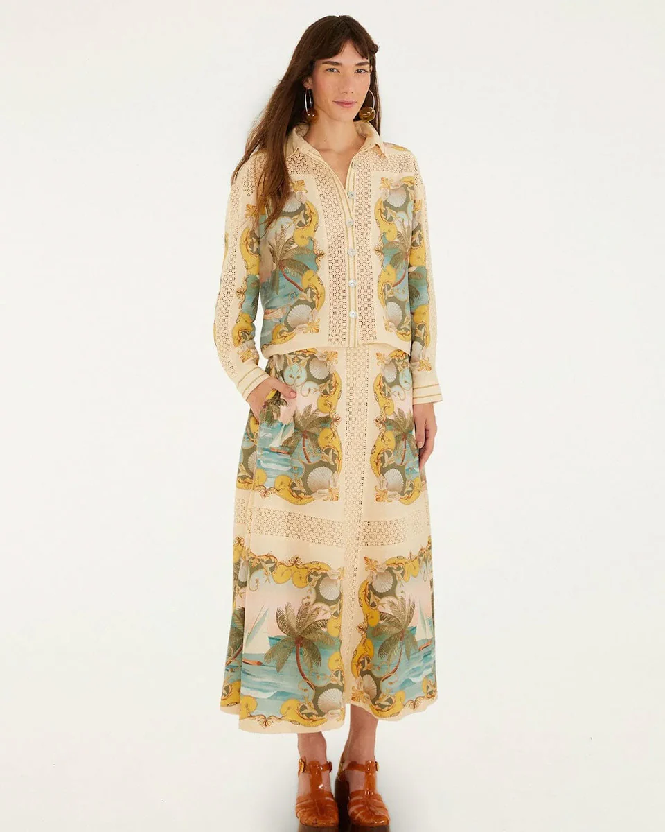 Royal Sea Multicolor Crochet Detail Shirt - Image 4