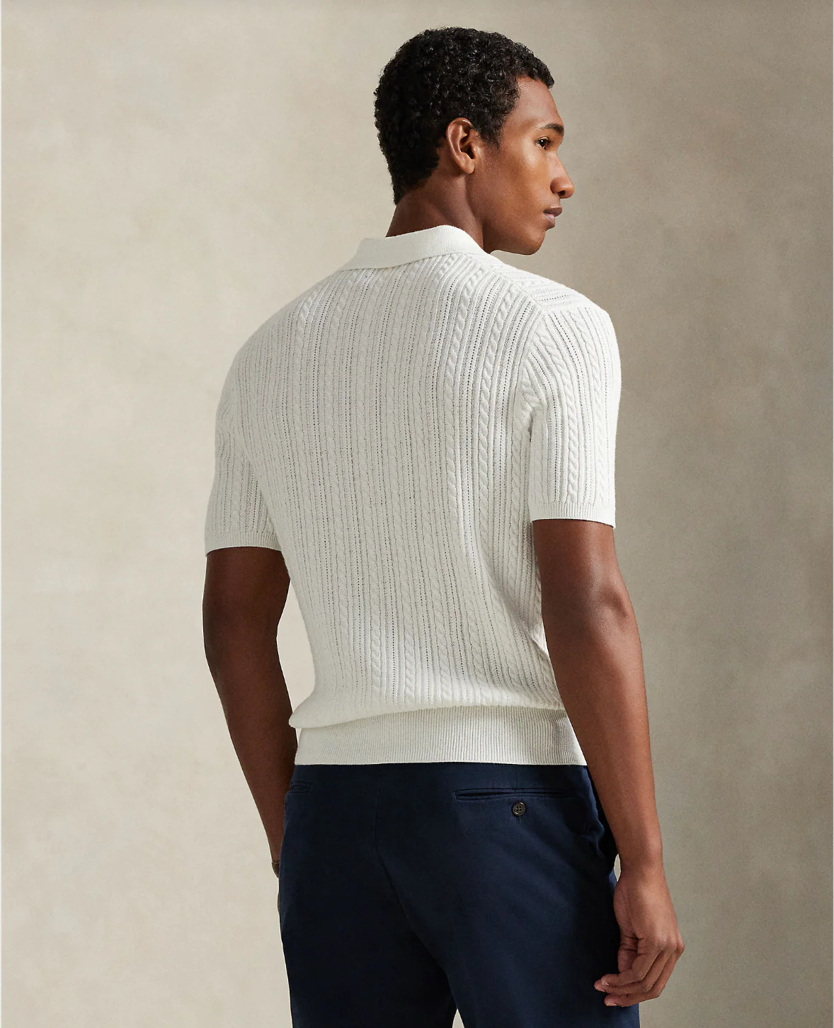 CABLE-KNIT COTTON POLO SWEATER - Image 3