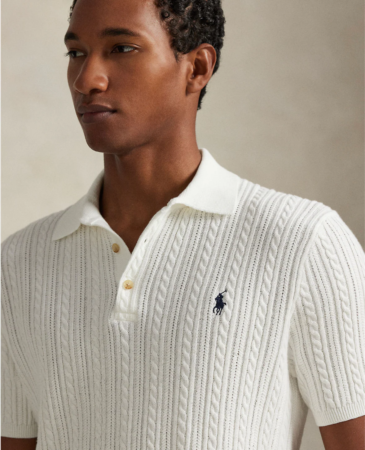 CABLE-KNIT COTTON POLO SWEATER - Image 4