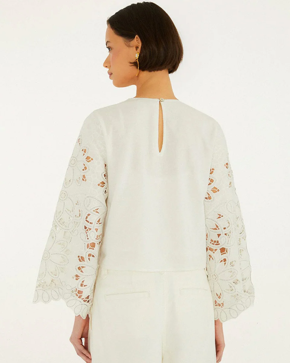 Off-White Flowers Richilieur Sleeve Blouse - Image 2