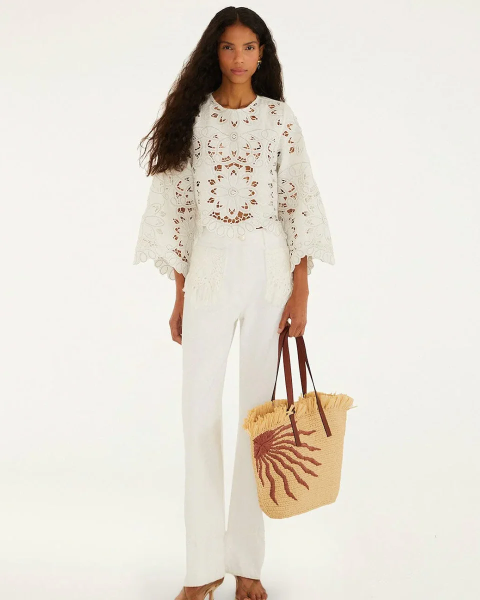 Off-White Flowers Richilieur Sleeve Blouse - Image 5