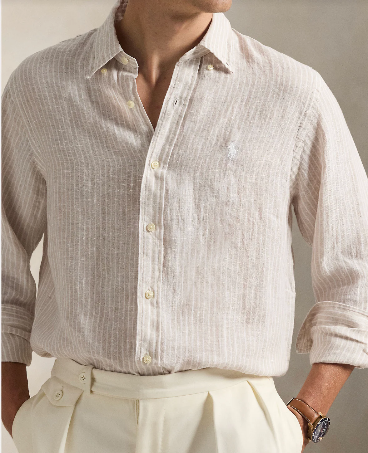 CUSTOM FIT STRIPED LINEN SHIRT - Image 4